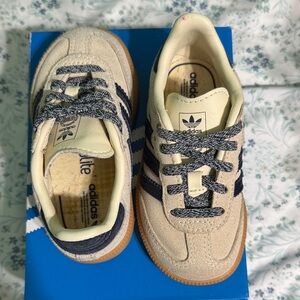 Adidas Kids Cream and Navy Sneakers